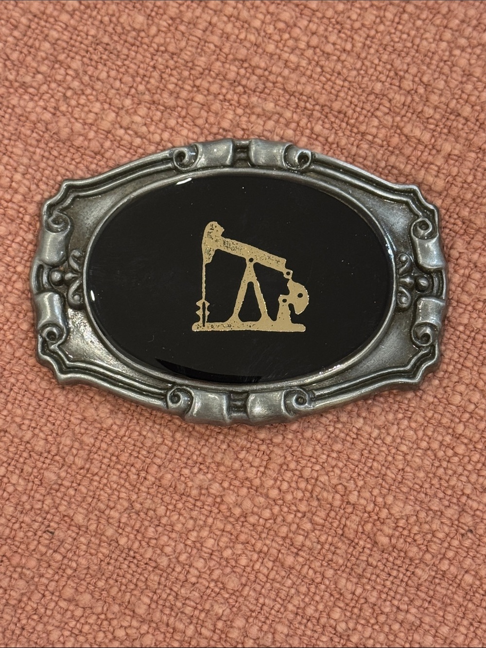 Men's Belt Buckle oil rig metal enamel image insert